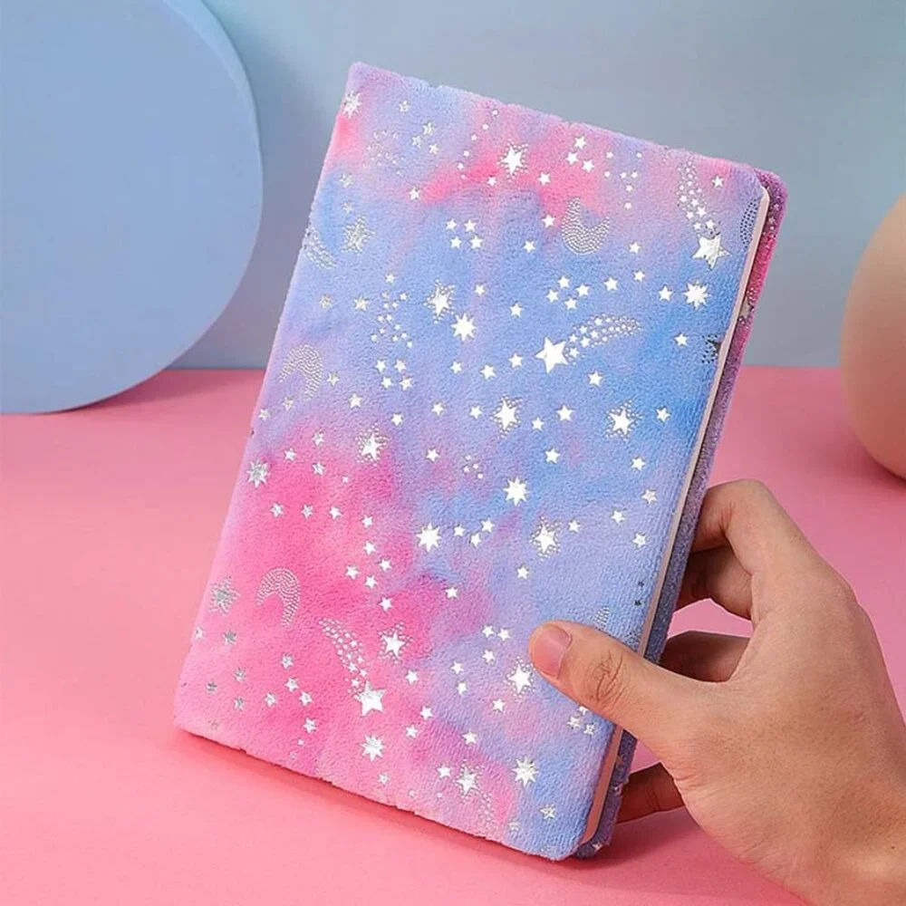 A5 Plush Soft Gradient Star Notebook Velvet Diary Fluffy Journal Planner Gift